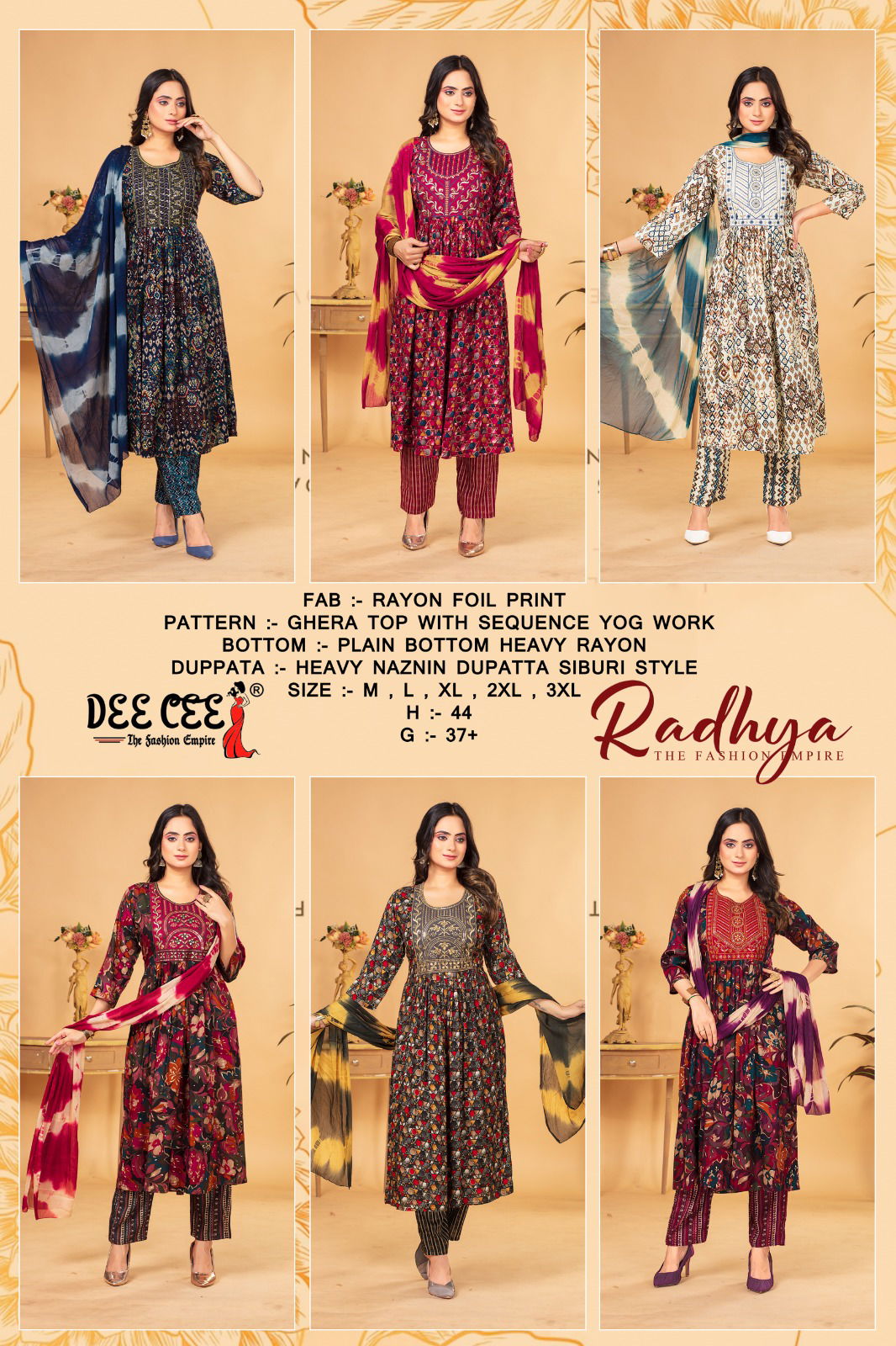 Radhya By Deecee Naira Cut Rayon Foil Printed Kurti With Bottom Dupatta Wholesale Market In Surat